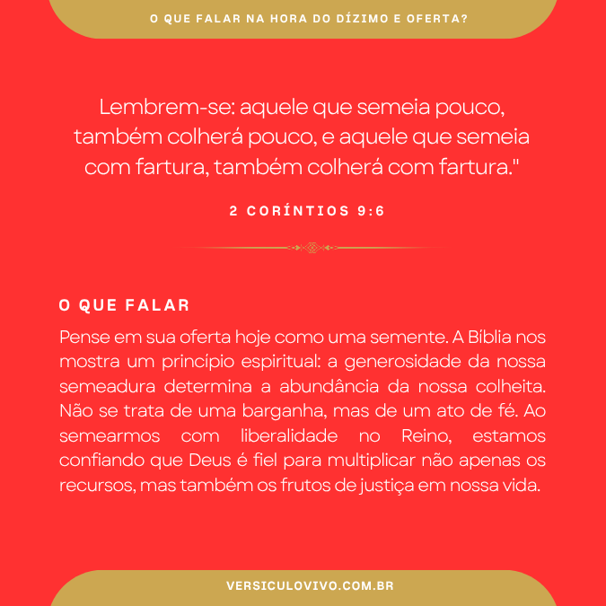 O que falar na hora do Dízimo e Oferta?