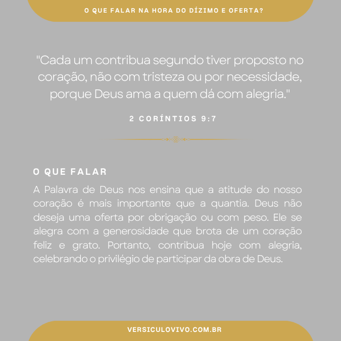 O que falar na hora do Dízimo e Oferta?