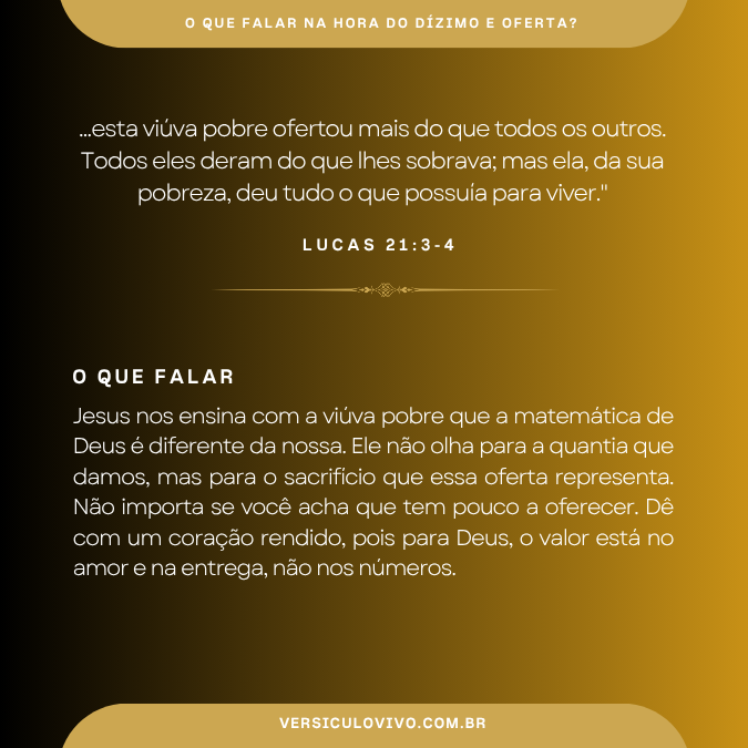 O que falar na hora do Dízimo e Oferta?