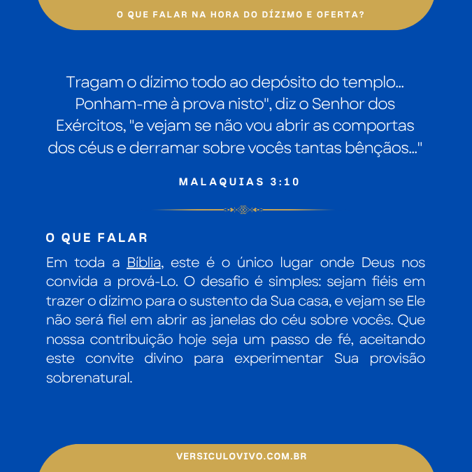 O que falar na hora do Dízimo e Oferta?
