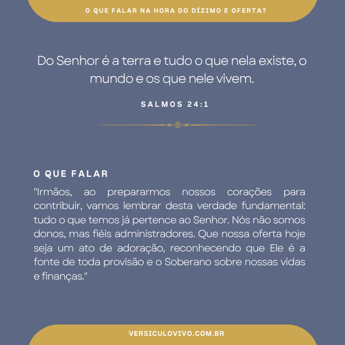 O que falar na hora do Dízimo e Oferta?