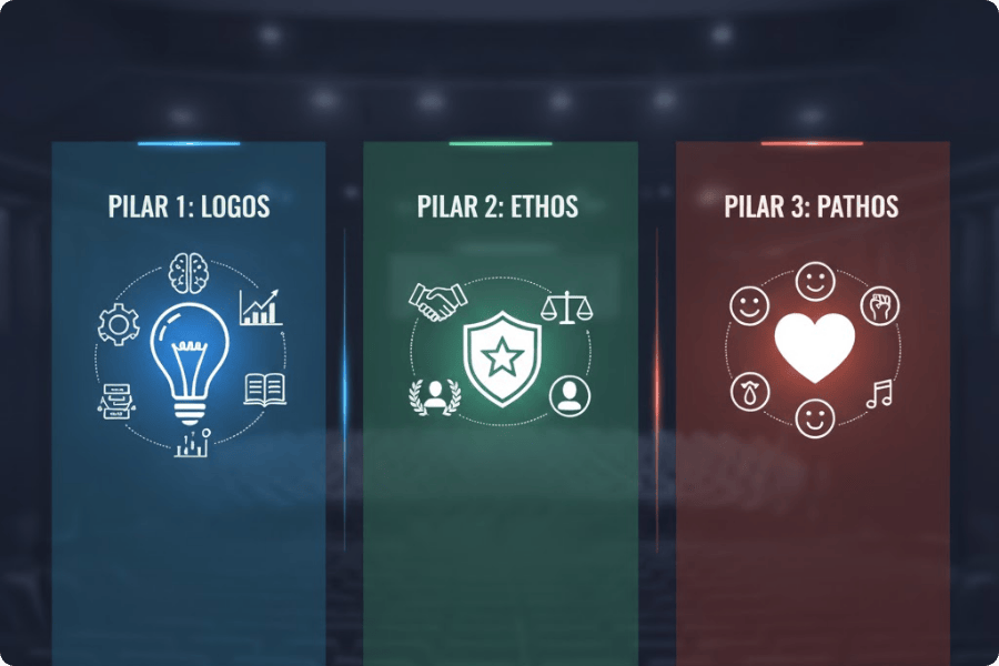 Três colunas gregas simbolizando os três pilares da pregação.