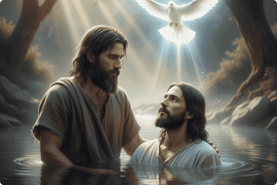 João batista batizando Jesus no rio Jordão João batista batizando Jesus no rio Jordão