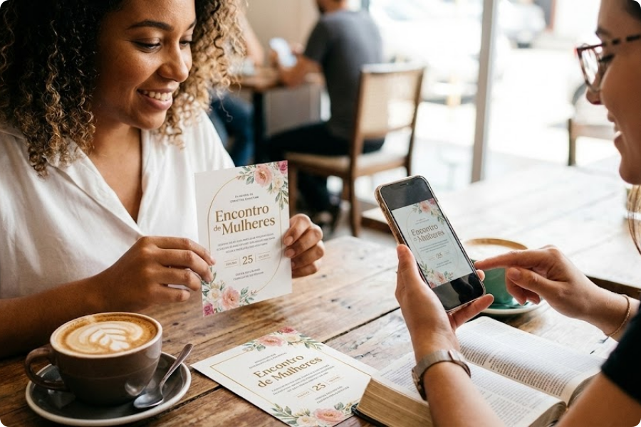 Modelos de Convite para Culto, Chás e Encontro de Mulheres