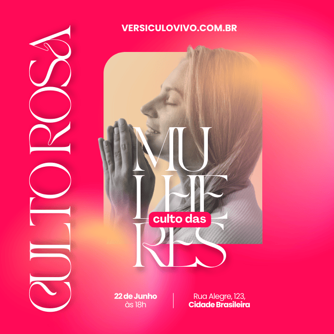 Convite Culto Rosa Tema O Toque da Fé