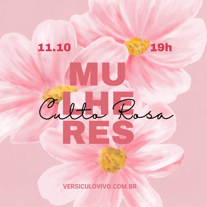 Convite Culto Rosa Tema Offline Mas Conectada