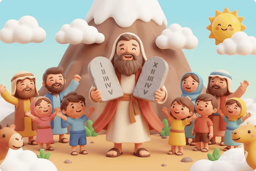 Moises com os 10 Mandamentos para crianças